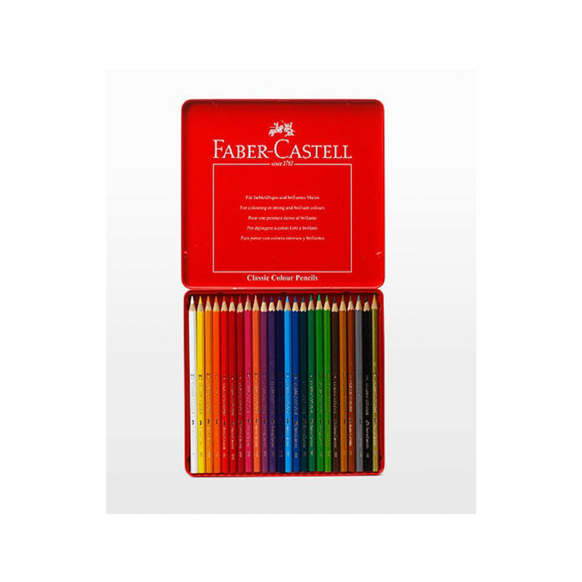 مداد رنگی 24 رنگ جعبه فلزی کلاسیک فابر