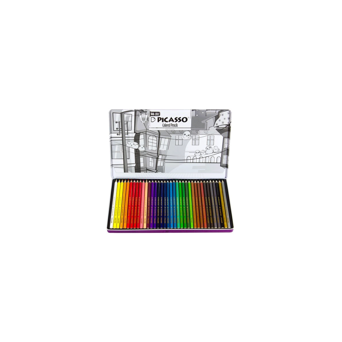  مداد رنگی 36 رنگ جعبه فلزی پیکاسو 