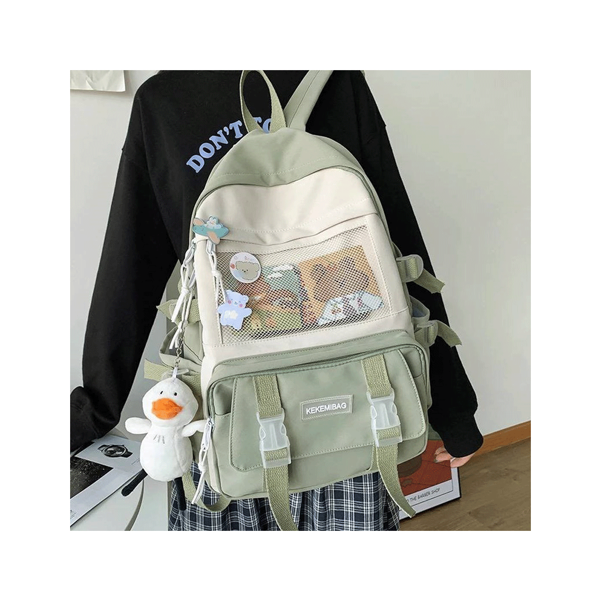 کوله پشتی کره ای فانتزی اورجینال KEKEMIBAG رنگ سبز