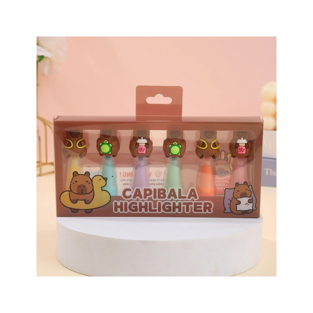 هایلایتر فانتزی کاپیبالا 6 عددی جعبه طلقی