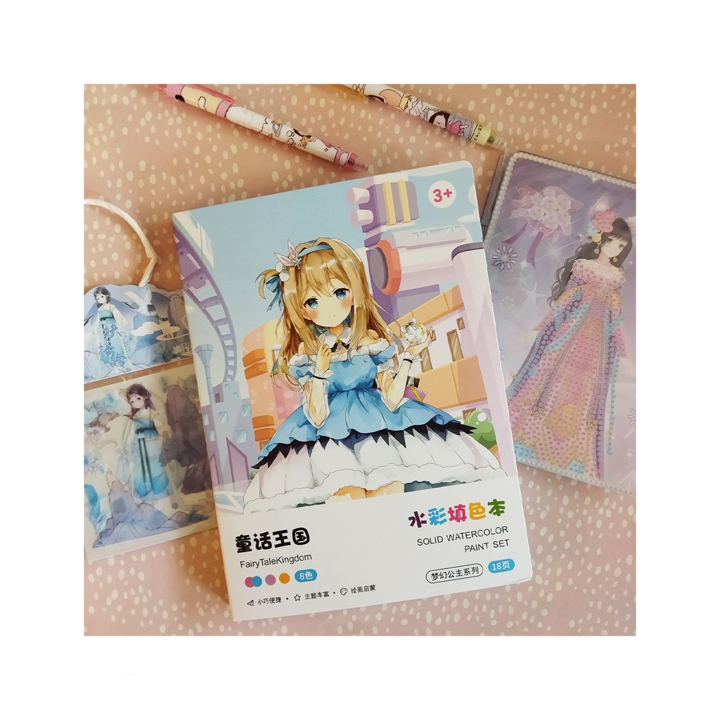 دفتر ست آبرنگ کوچک انیمه آبی