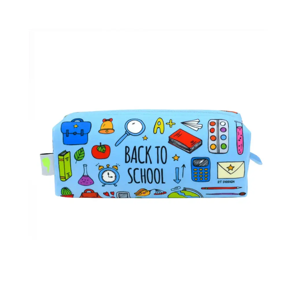 جامدادی بالکی فانتزی طرح school آبی کم رنگ / طوطی دیزاین