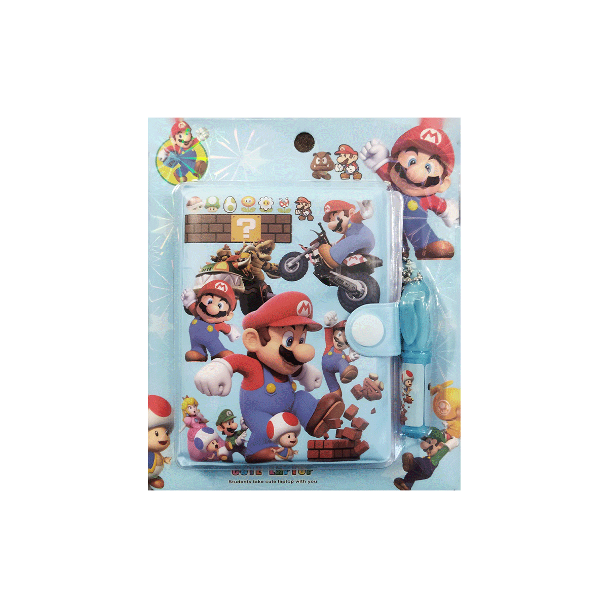 دفترچه یادداشت فانتزی با خودکار طرح ماریو آبی
