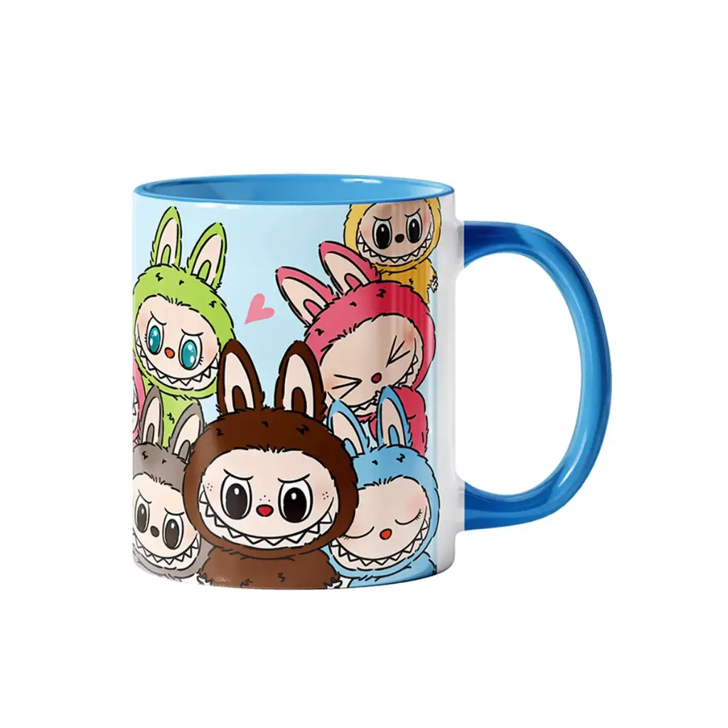 ماگ داخل رنگی لبوبو آبی / طوطی دیزاین