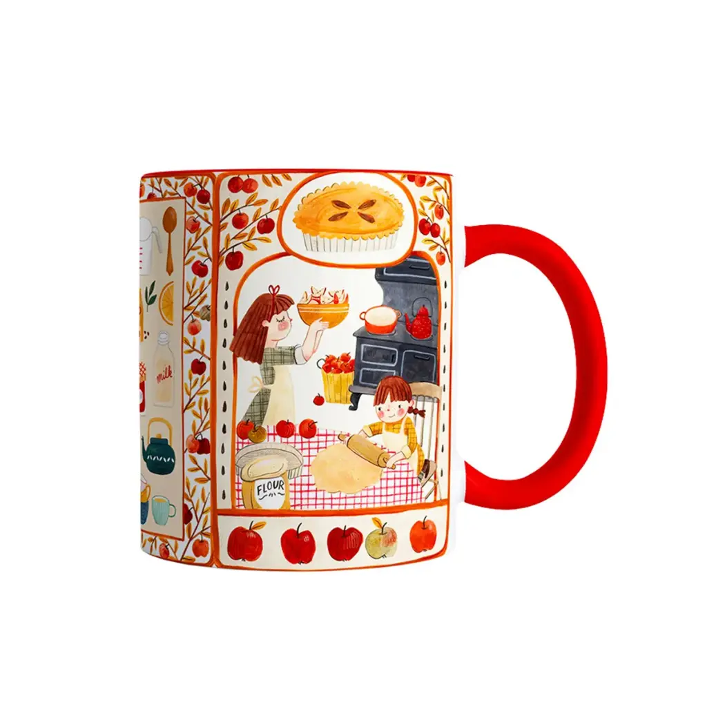 ماگ داخل رنگی دختر پاییزی / طوطی دیزاین