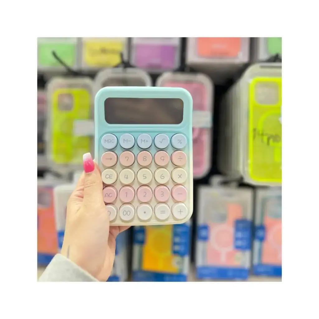 ماشین حساب پاستیلی متالیک دکمه رنگی