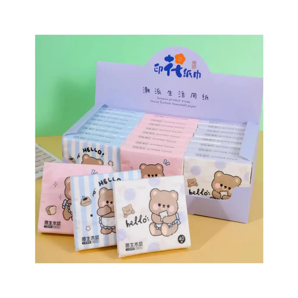 دستمال کاغذی فانتزی طرح خرس بغلی