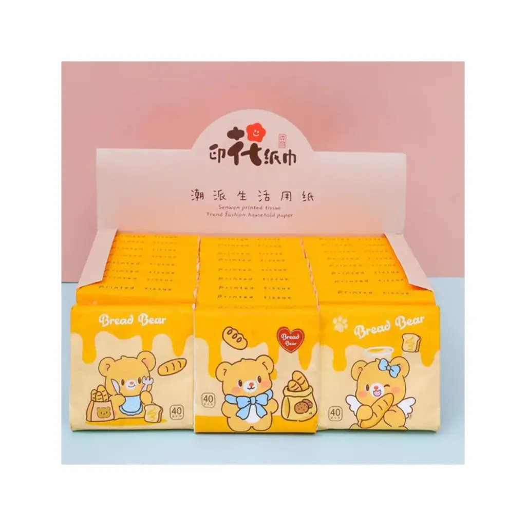 دستمال کاغذی فانتزی طرح خرس زرد