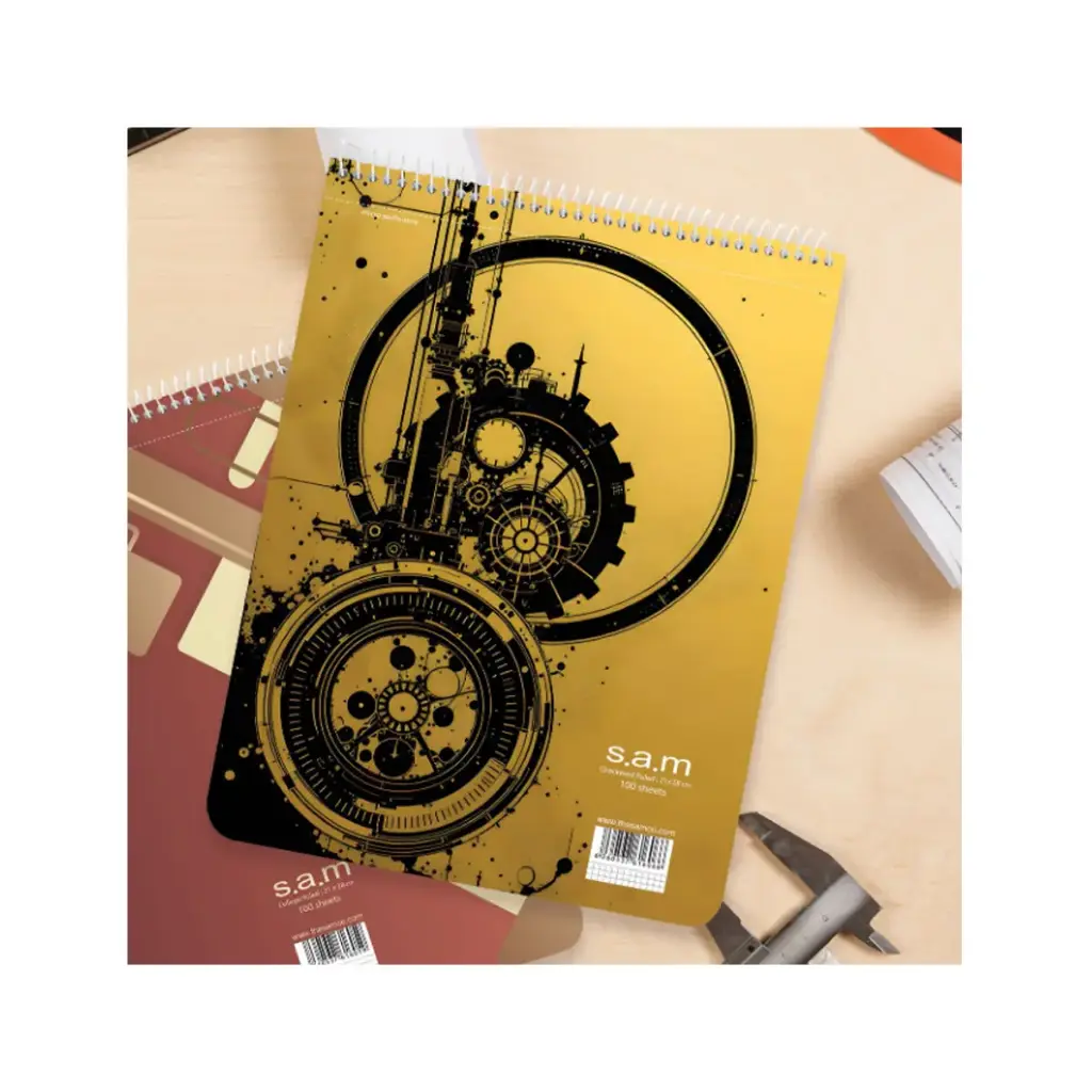 دفتر 100 برگ رحلی شطرنجی با پرفراژ سم طرح 3