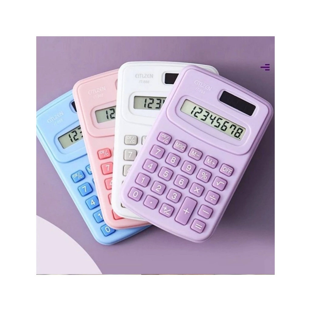 ماشین حساب 8 رقم رنگی صورتی