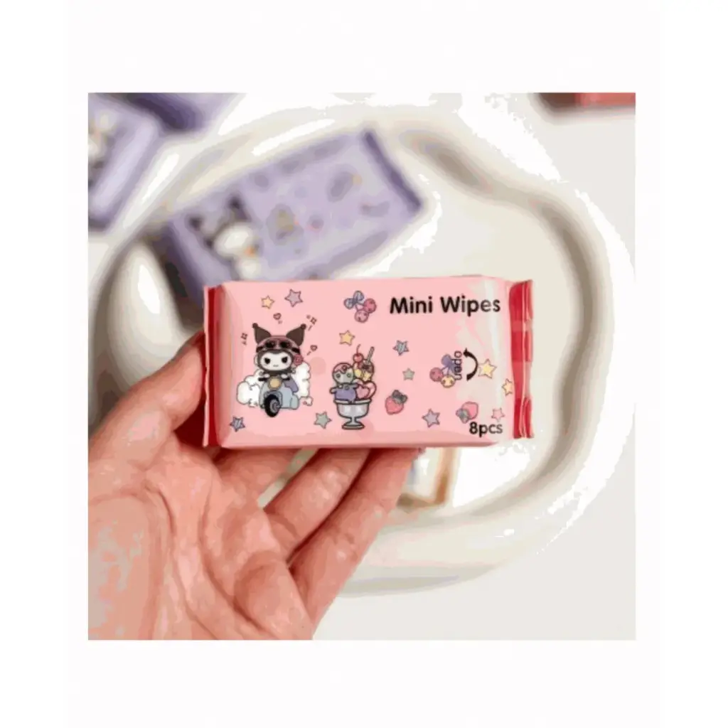 دستمال مرطوب 8 تایی کرومی صورتی 