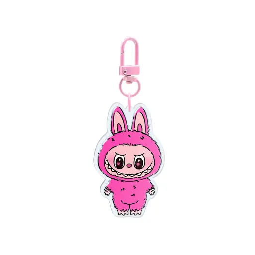 [29412] آویز شیشه ای لبوبو رنگ صورتی / طوطی دیزاین