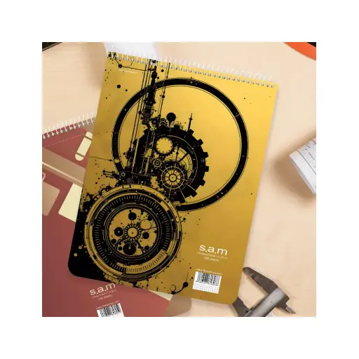 [30206] دفتر 100 برگ رحلی شطرنجی با پرفراژ سم طرح 3