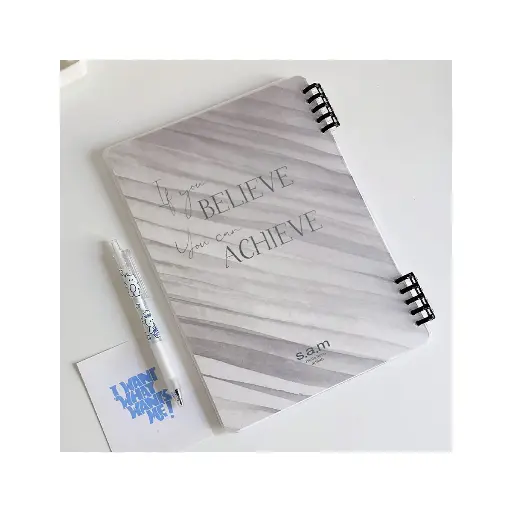 [30269] دفتر کلاسوری 60 برگ کریستالی طوسی / سم