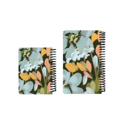 [30397] سررسید 1405 طرح گل آبرنگی آبی دات نوت 