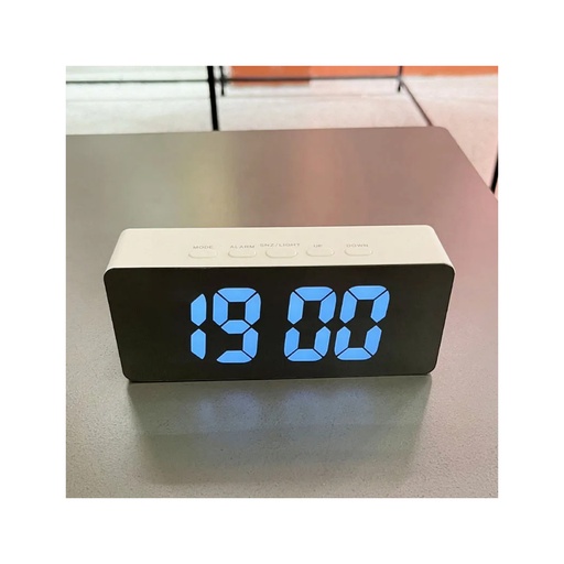 [4419] ساعت رومیزی دیجیتال شیشه ای سفید