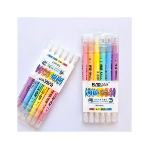 [7421] هایلایتر پاک کن دار 6 رنگ بسته ای