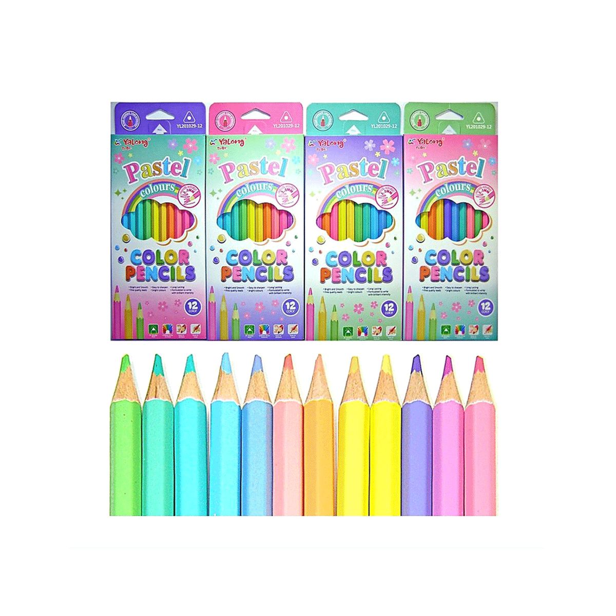 [7589] مداد رنگی 12 رنگ پاستیلی یالونگ
