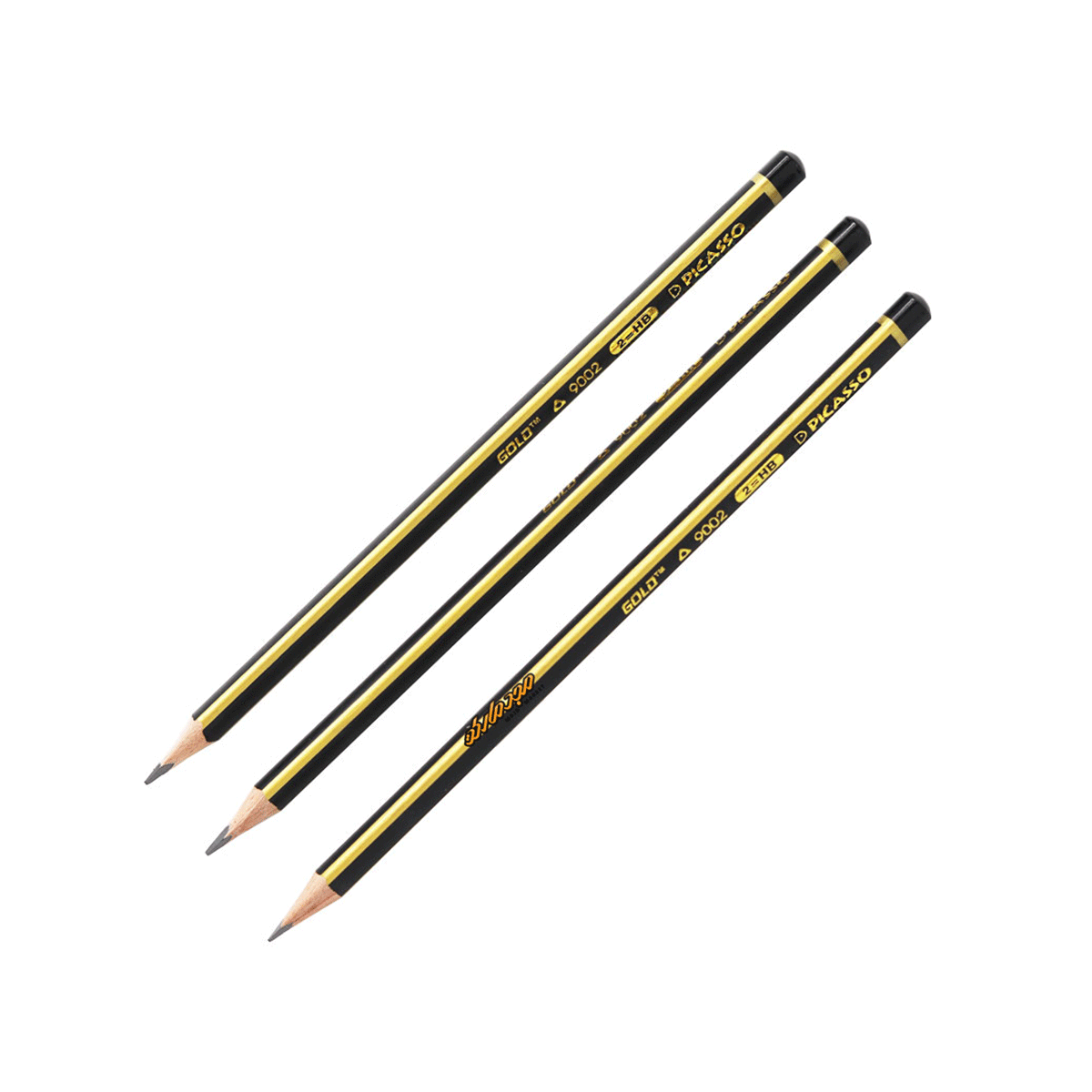 [7641] مداد مشکی سه پهلو طلایی  9002 / پیکاسو
