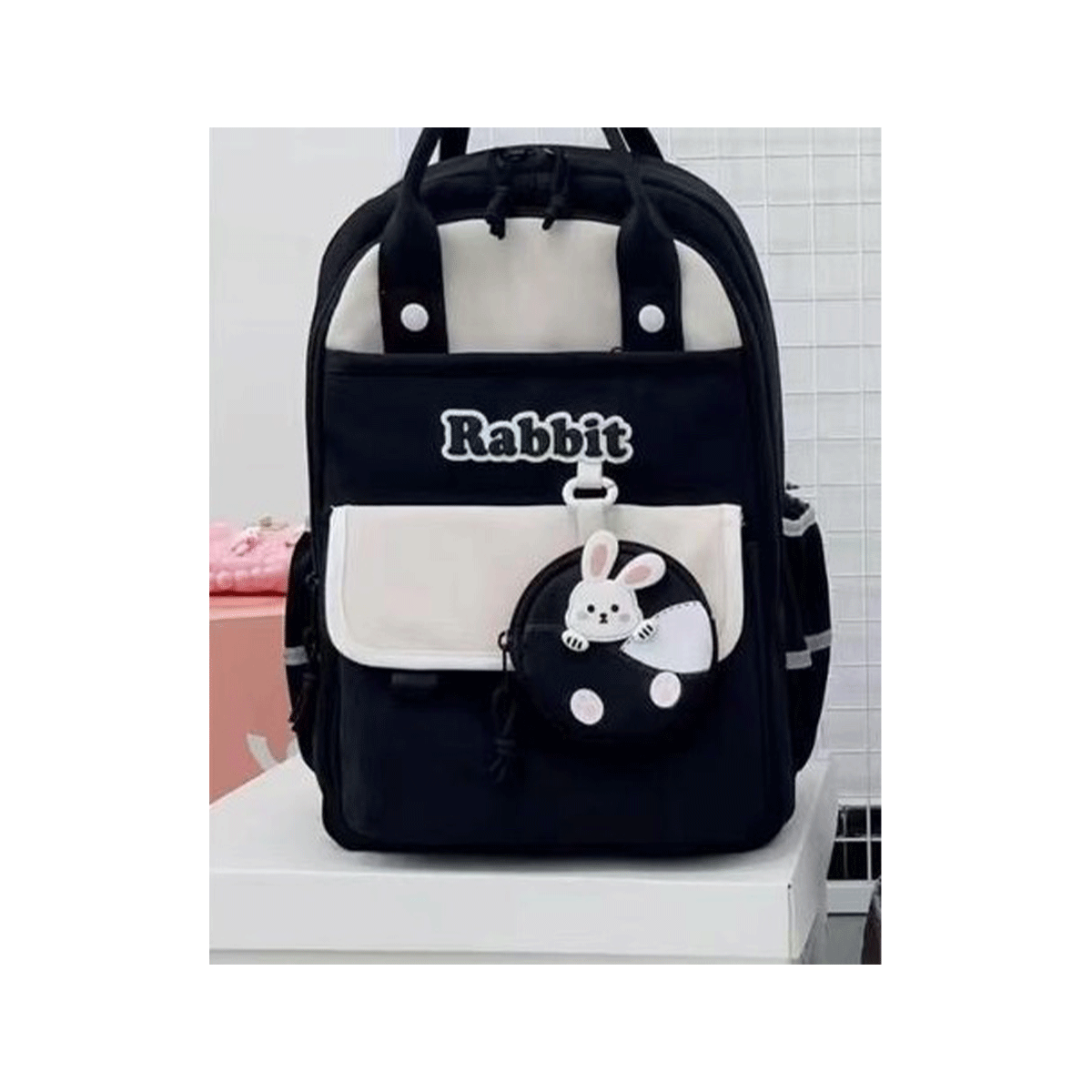 [23521] کوله پشتی کره ای فانتزی اورجینال Rabbit رنگ مشکی
