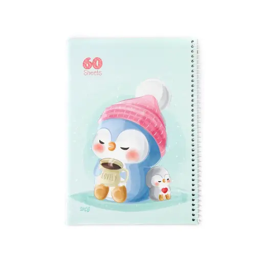 [25148] دفتر مشق 60 برگ نیکولند طرح پنگوئن حاشیه رنگی 